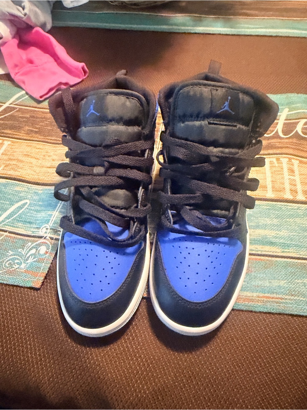 Jordan Kids High-Top Sneakers in Black and Blue